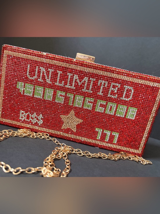 Handbags - Red Crystal Embellished Evening Clutch